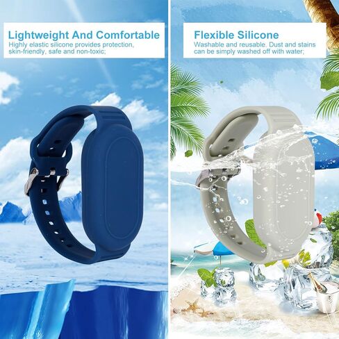 2pcs for Samsung Galaxy SmartTag 2 Wristband, Waterproof Silicone Protective Case Hidden Full Coverage Holder for Kids Elderly Bracelet Accessories (Black, White) in Kuwait