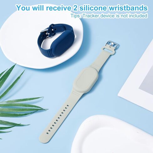 2pcs for Samsung Galaxy SmartTag 2 Wristband, Waterproof Silicone Protective Case Hidden Full Coverage Holder for Kids Elderly Bracelet Accessories (Black, White) in Kuwait