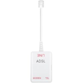 DSL Filter Splitter for Phone Line, 1 Pack RJ11 6P2C DSL Filter, DSL Phone Line Filter Splitter 1 Male to 2 Females, White ADSL Modem for Telephone