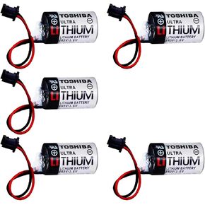 (5 عبوات) بطارية ليثيوم ER3V/3.6V 1000mAh JZSP-BA01 3.6V غير قابلة لإعادة الشحن PLC لـ ER3V JZSP-BA01 مع قابس أسود