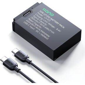 llano LP-E12 Battery Pack (USB-C Input) Compatible with Canon EOS-M, EOS M2, EOS M10, EOS M50, EOS M50 Mark II, EOS M100, EOS M200, SX70 HS, Rebel SL1 Digital Cameras