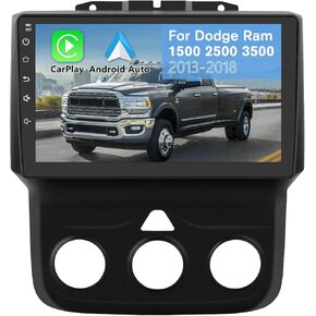 Android Radio Upgrade for Dodge Ram 1500 2500 3500 2013-2018, Ram 1500 Car Stereo Upgrade 5GWiFi Touch Screen Radio 9-inch Head Unit Wired Wireless CarPlay Android Auto (for Manual AC)