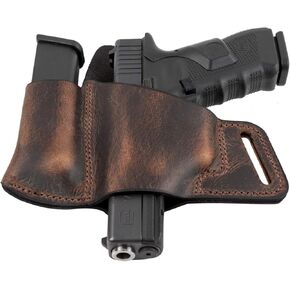 Comfort Carry Leather Holster & Mag Pouch Combo | Made in USA Fits Glock 17 19 22 23 32 33 | Springfield XD & XDS | S&W M&P Shield | Fits Most 1911 Style Handguns