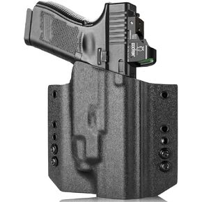 WARRIORLAND OWB Kydex Holster Optic Cut Compatible with Glock 17 G19 G44 G45 GEN 1-5 G23 G32 Gen 3-4 w/TLR-7 TLR-7A, Outside Waistband Carry Holster G19 TLR 7, Adj. Carry Position, Right Hand