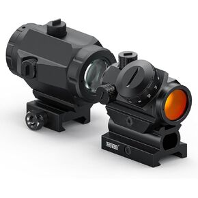 Feyachi RS-23 Red Dot Sight with M40 3X Magnifier Combo Kit, 1x22mm Red Dot Sight & Magnifier Built-in Flip Mount Combo, Absolute Co-Witness