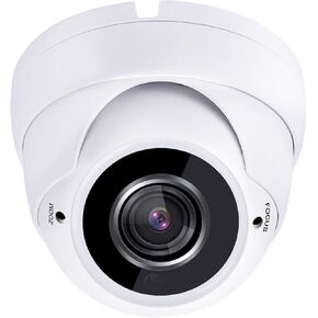 1stPV 5MP 4in1 (TVI, AHD, CVI, CVBS) CCTV Security Day/Night Color IR HD Dome Camera 2.8-12mm Varifocal Lens 5 Megapixel WDR Weather/Vandalproof Metal Housing Indoor Outdoor 12VDC (White)