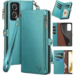 XcaseBar for Moto G Stylus 5G 2024 Wallet case with Zipper Credit Card Holder【RFID Blocking】,Flip Folio Book PU Leather Phone Shockproof Cover Women Men for Stylus 5G 2024 case Wine Red