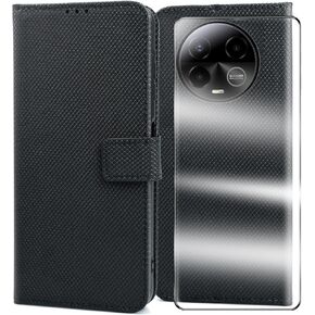 for BLU Bold k50 Case,with Screen Protector,PU Leather Wrist Strap Card Slots Shockproof Protective Flip Cover Phone Wallet Case for BLU Bold k50, Black