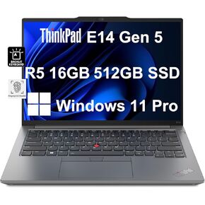 Lenovo ThinkPad E14 Gen 5 Business Laptop (14" FHD+ Anti-glare, AMD Ryzen 5 7530U, 16GB RAM, 512GB SSD, 6-Core (Beats i7-1255U)), Backlit KB, Fingerprint, 1080p IR Webcam, Wi-Fi 6, Win 11 Pro, Grey