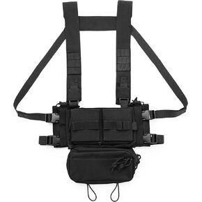 Chest Rigs Tactical with Modular 5.56/7.62 Magazine Pouch Holder, Pistol Pouch, Wing Pouch, Molle Dangler Pouch