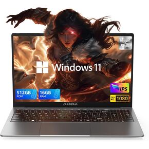 ACEMAGIC Laptop, Windows 11 Laptop Computer,16GB DDR4 512GB SSD, Quad-Core N97 Processor(Up to 3.6GHz), 15.6" IPS 1080P PC,180° Open Angle,Long Battery Life,Metal Shell,WiFi, BT5.0, USB3.2, Type_C