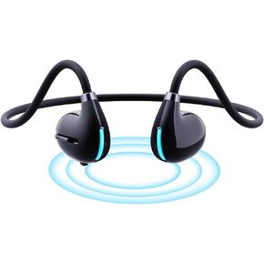 IHAO Open Ear Air Conduction Headset Wireless Bluetooth Sport Headphones with Mic Earphone Lightweight Painless Wearing Sweatproof Earpiece Stereo Earphone for Running Hiking Bicycling-White