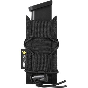 Molle Mag Pouch 9mm/.40 Caliber Single/Dual Stack Adjustable Mag Pouch, Open-Top Pistol Mag Pouch, Compatible with Various MOLLE Tactical Belts