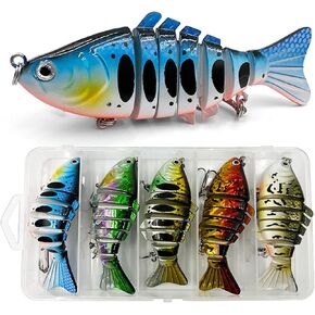 Fishing Lures for bass, Lifelike Swimbait, Trout Lures, Crappie Lures, Saltwater & Freshwater Fishing Gear,Fishing Accessories (5 pcs)