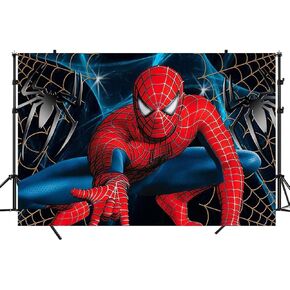 Spidey Backdrop,Superheros Birthday Party Banner Background for Photography Children Birthday Party Decoration Supplies, Multicolor (7x5FT)
