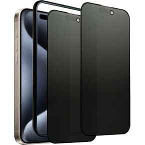 2 Pack Matte Privacy Screen Protector for iPhone 15 Pro Max with Easy Installation Frame, Smooth & Sensitive Touch, Anti-spy Anti-glare Eye Protection Tempered Glass Film 6.7 Inches