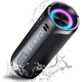 Portable Bluetooth Speakers, IPX7 Waterproof Speaker Bluetooth Wireless, 20W Loud Stereo Sound, 24H Playtime, RGB Lights, Double Pairing, Bluetooth 5.3 Wireless Speaker for Travel Outdoor Home Party