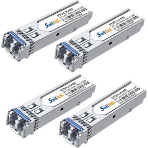 1.25 Gigabit Single Mode LC Duplex Transceiver,1000Base-LX Dual Fiber SFP Module,1310nm SMF, up to 10 km,DDM，Compatible with Cisco, Ubiquiti, Mikrotik,Netgear, Dlink and More (4Pack)