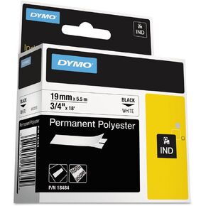 Dymo DYM18484 Rhino 5200 Hard Case Kit Label Tape, 3/4" x 18 ft, White/Black Print