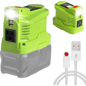 Powered Inverter Generator for Ryebi 18V Volt Battery, 150 Watt Portable Power Inverters with Dual USB & LED Light, DC 18V to AC 110~120V with AC Outlets, Modified Sine Wave Power Inverter