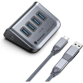 Yottamaster USB 3.2 Hub 4 Ports, Type C to USB 3.2 Gen2 10Gbps Data Hub with 4 USB-A, Powered USB Hub 5V/2A with 1.6ft Cable for Laptop, PC, USB Flash Drives, Mobile HDD, and More (1.6ft)
