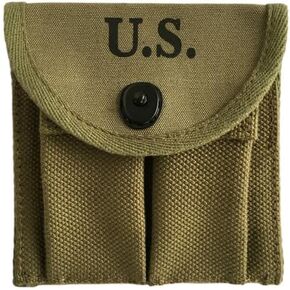 100% Canvas Ammo Pouch Magazines & Ammunition Carrier Pouch with Flip Closure for WW2 US Army 1943 M1 Carbine - OD Green
