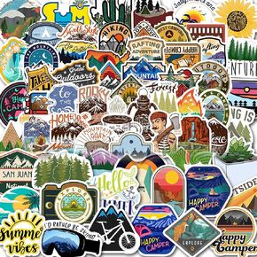 100 Pcs World Travel Stickers Set Cityscape Aesthetic Travel Map Stickers Vinyl Waterproof Stickers for Water Bottles Laptops Bike Car Motorcycle Skateboard