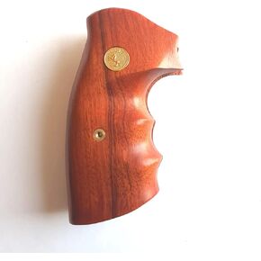 Imported Hardwood COLT Python Open Back*** Grips for Revolver I/E I E Frame , Square Butt Gold Medallion Handcraft Handmade Revolvers Checkered, Brown