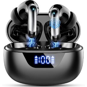 Wireless Earbuds Bluetooth 5.3 Headphones 48H Stereo Earphones in Ear with 4 ENC Mic Clear Calls, Noise Cancelling Ear Buds with LED Display Charging Case, IP7 Waterproof Sport Headset for Android iOS