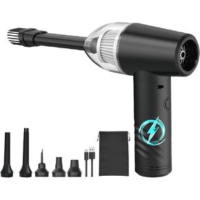 Electric Compressed Air Duster, 3 Gear Adjustable 120000 RPM Air Blower, 6000 mAh Rechargeable Cordless Air Duster for PC, Air Mattress Beds, Swimming Ring, Replace Compressed Air Can