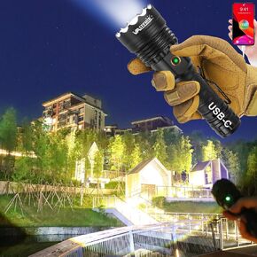 VASTFIRE World's Smallest & Brightest Flash Light 10,000 lumens 1-Mile Best Long Throw Spotlight Flashlights Most Powerful Flashlight High Lumens LEP + LED Combo