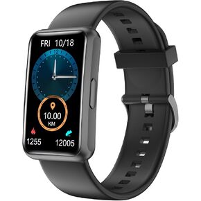 HUAKUA Fitness Tracker No Bluetooth No APP No Phone Needed, Fitness Watch for Men Women Parents IP68 Waterproof with Full Touch Screen Steps Calories Counter Sleep Tracker Alarm Clocks (Black)