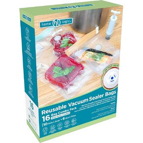 Home Logic Vacuum Sealer Pre-Cut Bags Combo Pack – Freezer, Microwave & Sous Vide Safe Food Storage Bags – 10 Gallon Bags & 6 Quart Bags