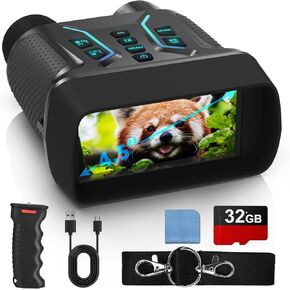 Night Vision Goggles with Grip - 4.5" HD, 4K Video, 400m Range, 7-Level IR, Starlight CMOS, IP54 Waterproof, 4000mAh Battery - Perfect for Hunting & Surveillance