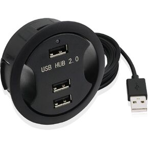 PNGKNYOCN USB Desk Grommet Hole 3 Port USB 2.0 Hub Mounting Desktop Grommet Hole 2.36"(60mm) Desktop Cable Organizer for PC, Flash Drive, HDD, and Any Other USB Devices