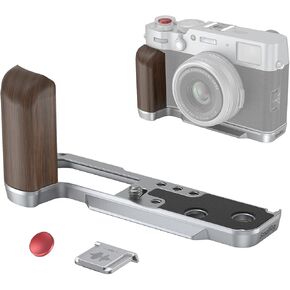SmallRig X100VI / X100V Handgrip, Wooden L-Shape Grip for FUJIFILM X100VI / X100V Camera, Built-in Quick Release Plate for Arca, with Shutter Button and Hot Shoe Cover, Silver - 4804
