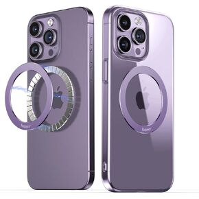 Magnet Ring Sticker for Magsafe,Bulit in Magnet Metal Ring for Wireless Charging,Car Mount Universal Compatible MagSafe Adapter Kit, 2 Pack (Dark Purple Magnet Round)
