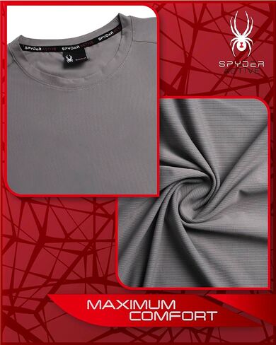 تي شيرت Spyder الرياضي للرجال - تي شيرت رياضي مطاطي ذو أداء نشط - جزء علوي مسامي سريع الجفاف (S-XL) in Kuwait