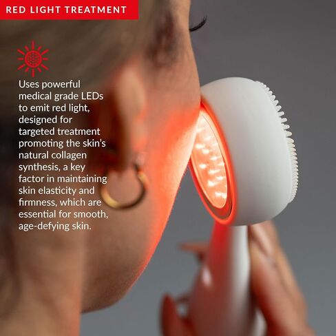 PMD Clean Redvolution - Smart Facial Cleansing Device with Silicone Brush & Age-Defying Red Light Therapy Treatment - Smooths Fine Lines and Wrinkles, Firms and Tones - For Face & Body in Saudi Arabia