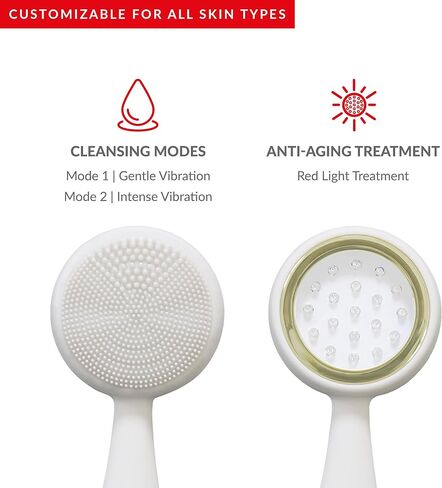 PMD Clean Redvolution - Smart Facial Cleansing Device with Silicone Brush & Age-Defying Red Light Therapy Treatment - Smooths Fine Lines and Wrinkles, Firms and Tones - For Face & Body in Saudi Arabia