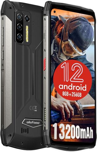 Ulefone Power Armor 13 هاتف ذكي متين، هاتف مقاوم للماء IP68، بطارية 13200 مللي أمبير في الساعة، شحن لاسلكي 15 وات، كاميرا خلفية رباعية 48 ميجابكسل، 6.81 بوصة FHD+، Helio G95 ثماني النواة Android 12، 8 جيجابايت + 256 جيجابايت، ثنائي 4G in Kuwait