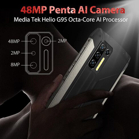 Ulefone Power Armor 13 هاتف ذكي متين، هاتف مقاوم للماء IP68، بطارية 13200 مللي أمبير في الساعة، شحن لاسلكي 15 وات، كاميرا خلفية رباعية 48 ميجابكسل، 6.81 بوصة FHD+، Helio G95 ثماني النواة Android 12، 8 جيجابايت + 256 جيجابايت، ثنائي 4G in Kuwait