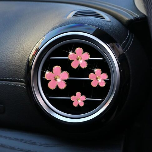 4 قطع من مشبك فتحة تهوية الهواء على شكل زهرة الأقحوان، معطر هواء للسيارة، ملحقات داخلية للسيارة ملونة للفتيات والنساء (أبيض) in Kuwait