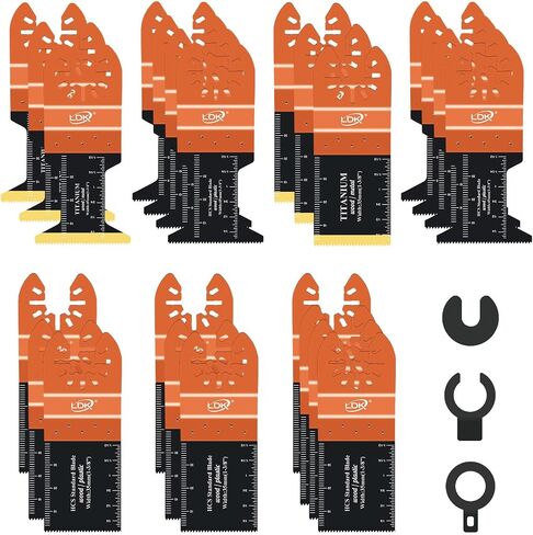 LDK 20pcs Titanium Oscillating Saw Blades, Universal Multitool Blades for Metal Wood Cutting, Multi Tool Blades Fit Dewalt Worx Rockwell Ryobi Bosch Fein Milwaukee in Kuwait