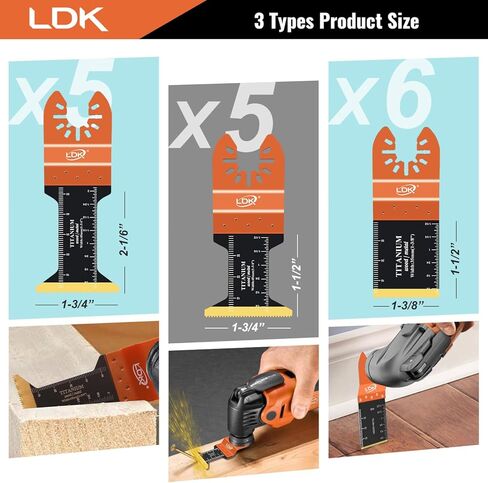 LDK 20pcs Titanium Oscillating Saw Blades, Universal Multitool Blades for Metal Wood Cutting, Multi Tool Blades Fit Dewalt Worx Rockwell Ryobi Bosch Fein Milwaukee in Kuwait