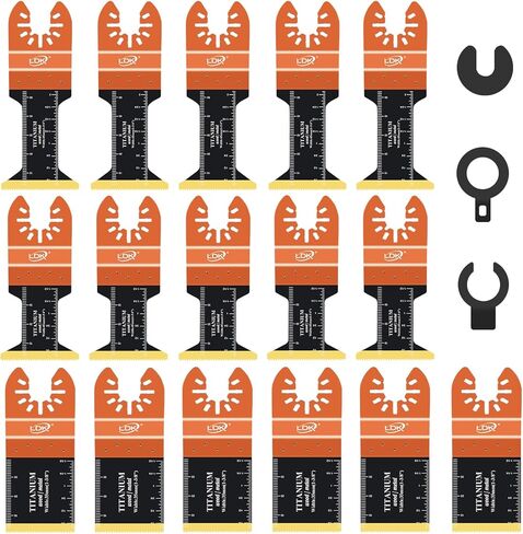 LDK 20pcs Titanium Oscillating Saw Blades, Universal Multitool Blades for Metal Wood Cutting, Multi Tool Blades Fit Dewalt Worx Rockwell Ryobi Bosch Fein Milwaukee in Kuwait