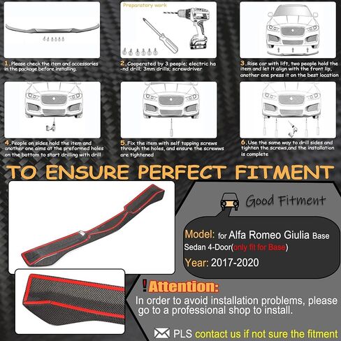 MCARCAR KIT ألياف الكربون الجبهة حافة مصد السيارة يناسب ألفا روميو جوليا سبورت سيدان 2016-2020 CF مصنع المخرج الذقن المفسد الفاصل حامي in Kuwait