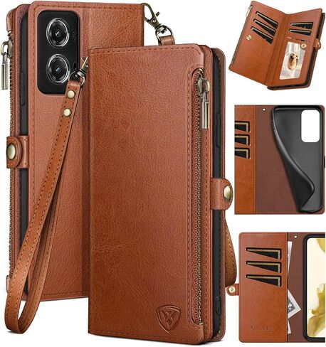 XcaseBar for Moto G Stylus 5G 2024 Wallet case with Zipper Credit Card Holder【RFID Blocking】,Flip Folio Book PU Leather Phone Shockproof Cover Women Men for Stylus 5G 2024 case Wine Red in Kuwait