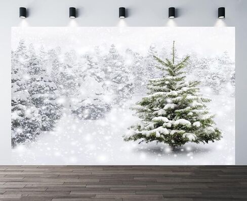 Winter Christmas Backdrop Natural Winter Forest Snowflake Snowfall Background Xmas White Snow Tree Photo Home Party Decoration Photo Studio Props 7x5FT in Saudi Arabia