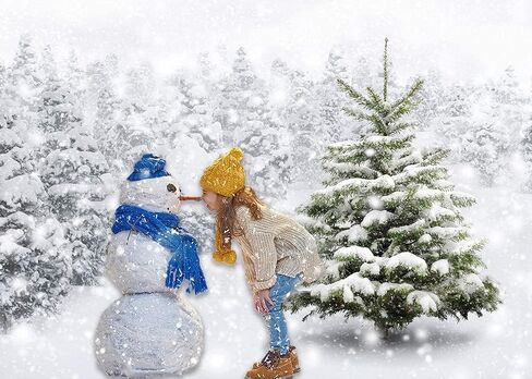 Winter Christmas Backdrop Natural Winter Forest Snowflake Snowfall Background Xmas White Snow Tree Photo Home Party Decoration Photo Studio Props 7x5FT in Saudi Arabia